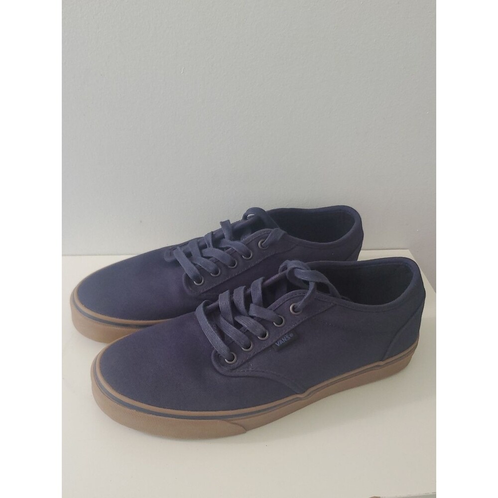 Vans Men’s Atwood Navy Canvas Low-Top Sneakers with Brown Gum Sole Size 9.5
